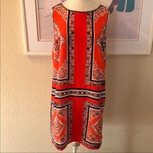 Philosophy Black & Red Boho Prints Sleeveless Shift Dress